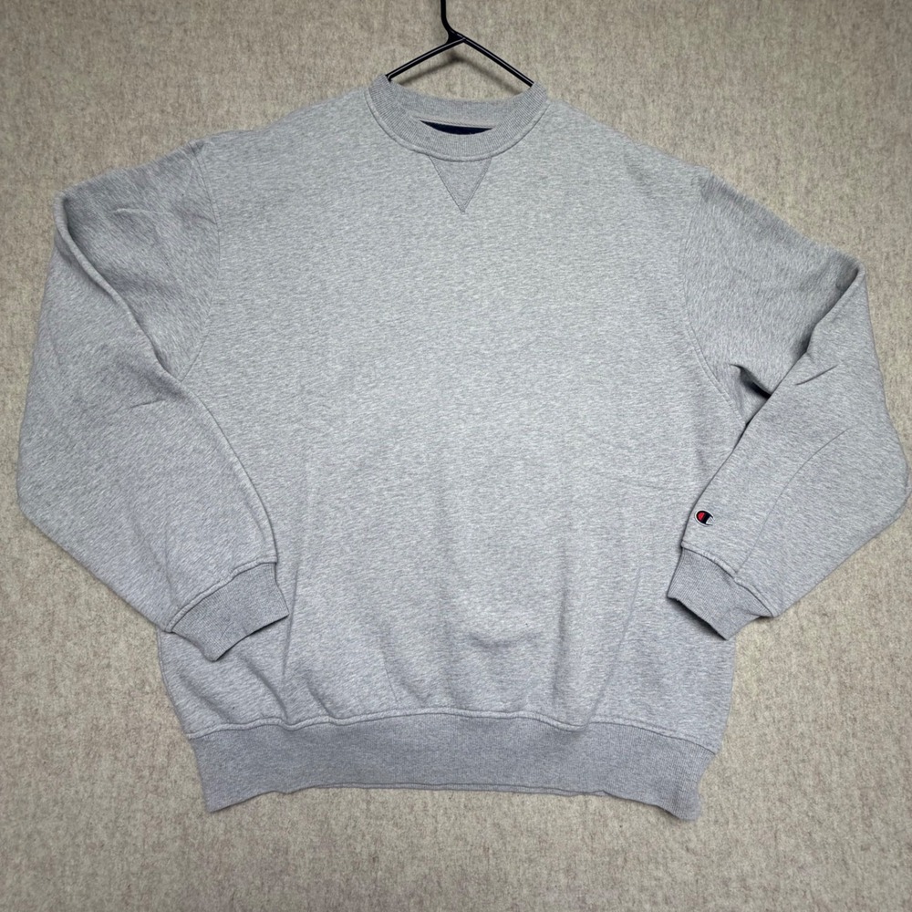 Champion Sweatshirt Mens XXL Gray Crewneck Fleece Pullover Logo Athletic Basic